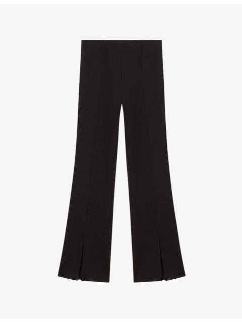 maje Split-cuff flare-leg high-rise stretch-woven trousers