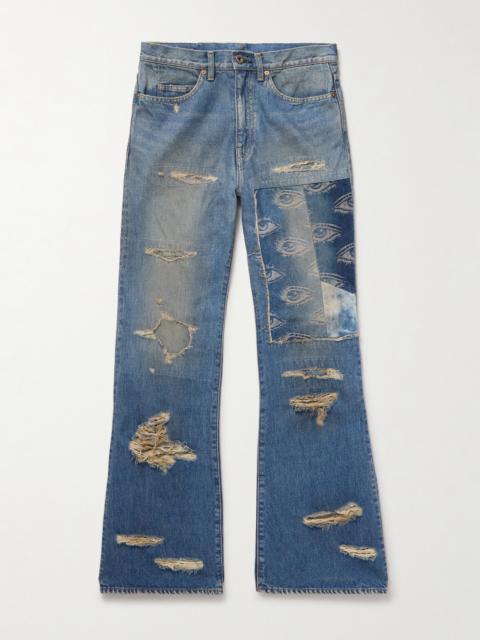 Kapital Flared Distressed Patchwork Jeans