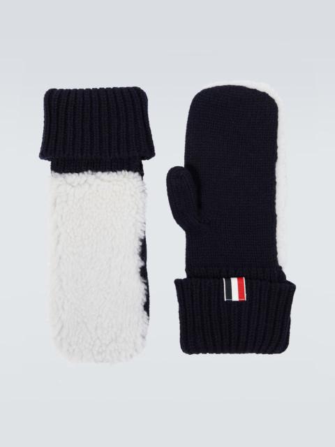 Thom Browne Shearling-trimmed wool mittens