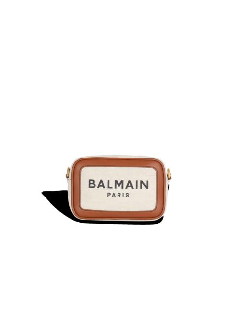Balmain Canvas B-Army camera bag with  leather panels