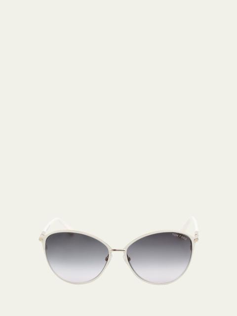TOM FORD Penelope Gradient Acetate & Metal Round Sunglasses