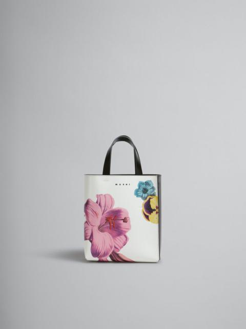 MUSEO MINI BAG IN WHITE LEATHER WITH FLOWER PRINTS