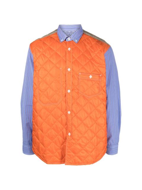 quilted-panel striped shirt
