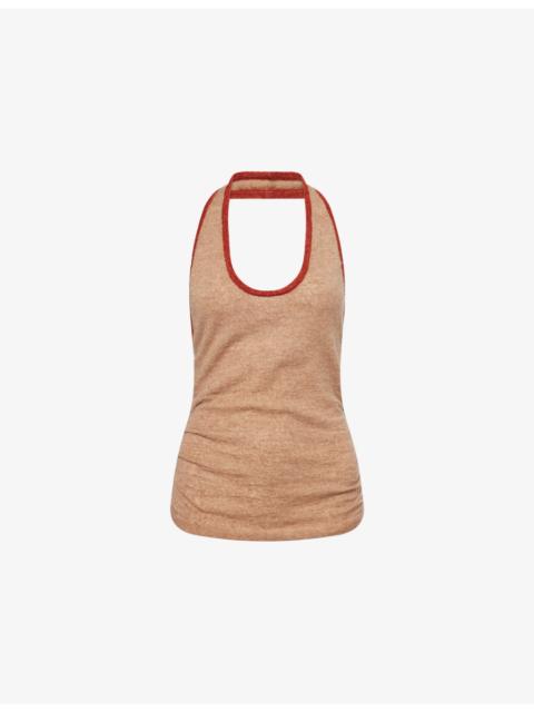 AYA MUSE Ruched Halterneck Wool, Cashmere And Silk Top