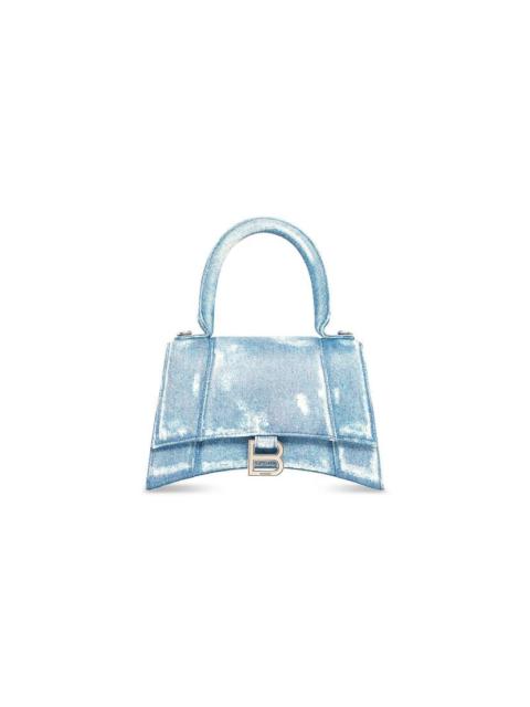 BALENCIAGA Women's Hourglass Small Handbag Denim Printed in Indigo