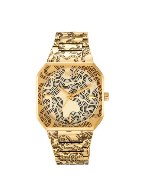 TOUS Analog watch with gold-colored embossed steel bracelet Lit