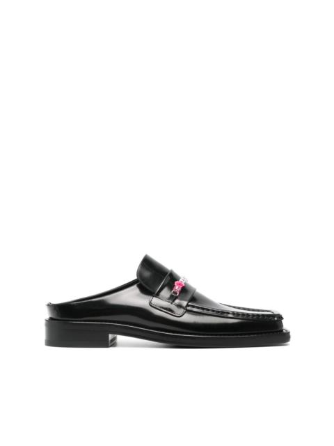 bead chain leather loafers