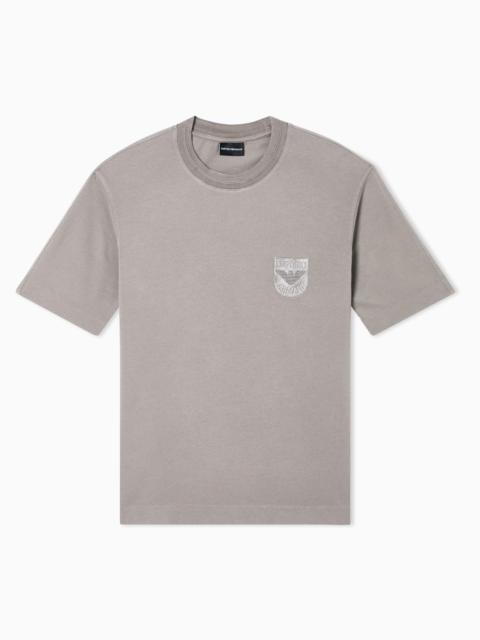 EMPORIO ARMANI HEAVY JERSEY T-SHIRT WITH SHIELD EMBROIDERY