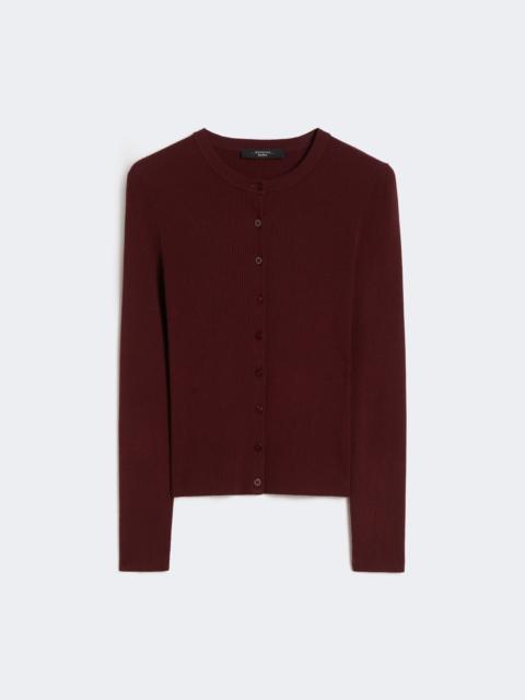 WEEKEND Max Mara Rib-knit viscose cardigan - BORDEAUX