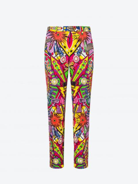 Moschino STRETCH GABARDINE PINBALL PRINT TROUSERS