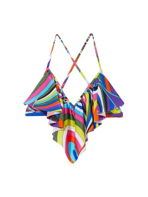 PUCCI Iride-print ruffled bikini top