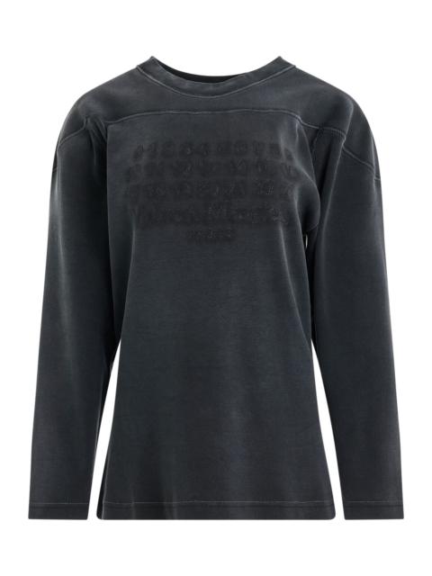 Maison Margiela Rib Cotton Logo Sweatshirt in Black