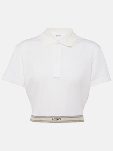 Cropped cotton polo shirt