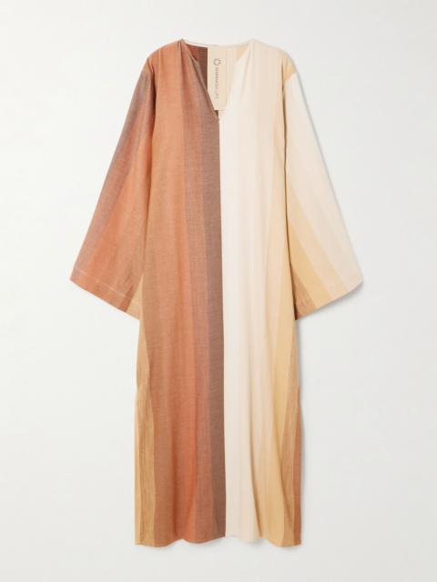 MARRAKSHI LIFE Striped cotton coverup Brown