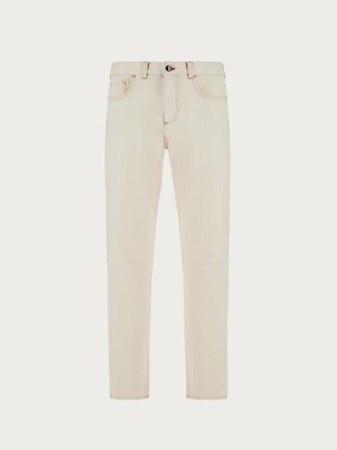 Canali FIVE-POCKET PANTS IN ECRU BULL DENIM