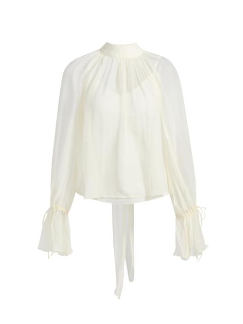 STAUD Women's Roux Sheer Shirred Blouse - Ivory