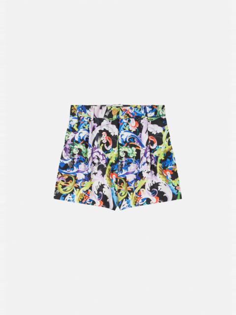 VERSACE Baroccoflage Print Silk Shorts