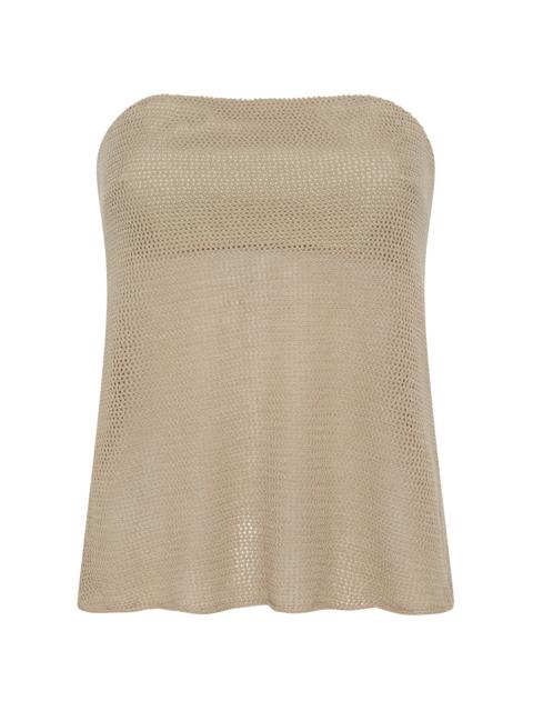 Mesh Knit Strapless Top neutral