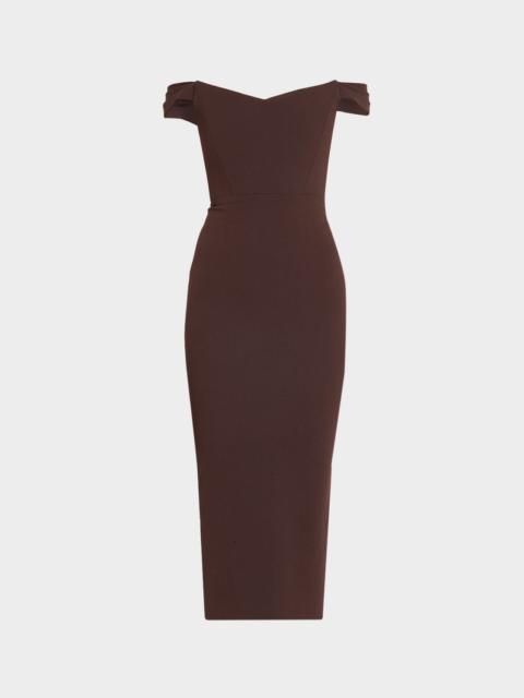 ALEX PERRY Off-Shoulder Dress in Stretch Crepe