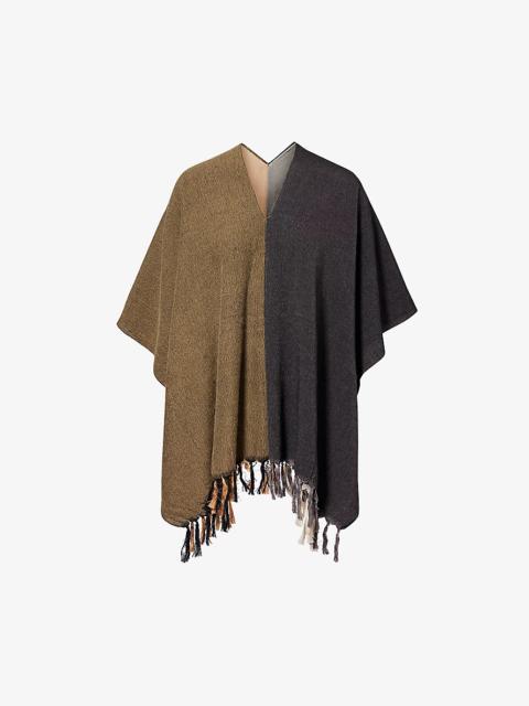 Quintuple contrast-panel silk and wool-blend scarf
