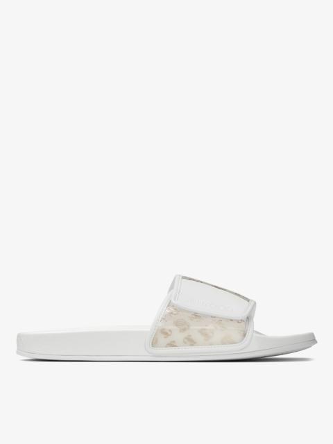 JIMMY CHOO Fitz/M
Clear JC Plexi and White Leather Slides