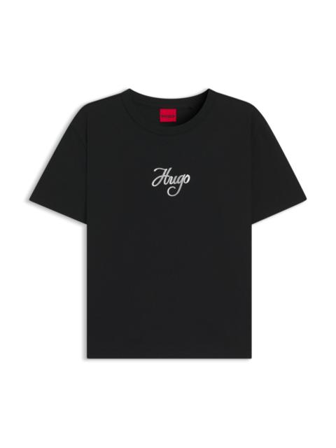 HUGO COTTON-JERSEY T-SHIRT WITH GLITTER-PRINT DETAILS