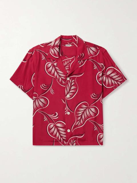 Creeping Begonia Camp-Collar Printed Woven Shirt