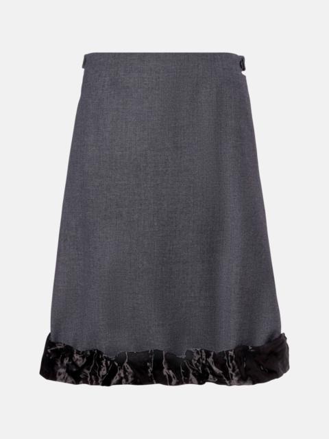 Prada Satin-trimmed wool midi skirt