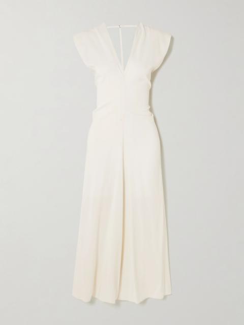 ST. AGNI Draped crepe maxi dress Off-white