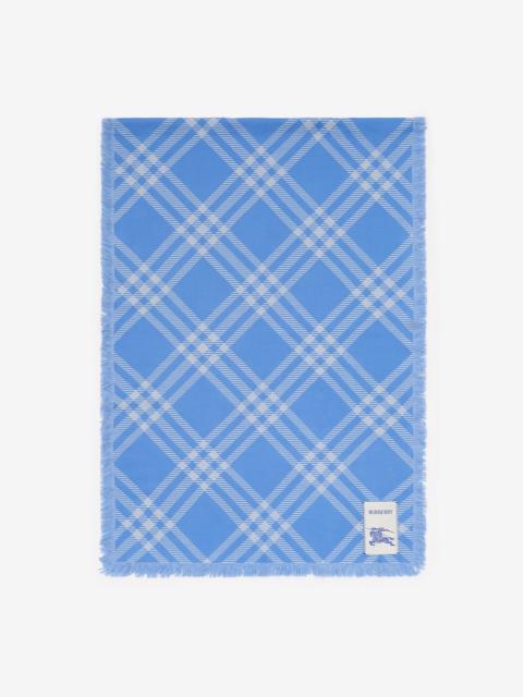 Wide Check Wool Silk Scarf