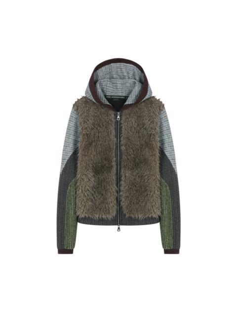 Andersson Bell Fur Color-Blocked Hooded Zip-Up