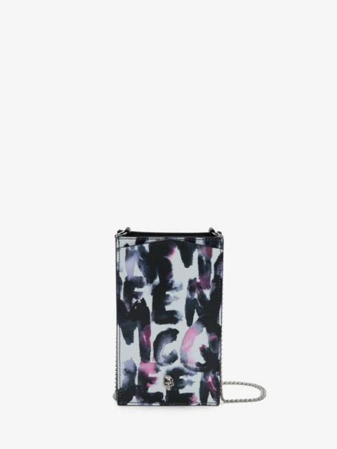 Alexander McQueen Women's McQueen Graffiti Skull Phone Case With Chain in Multicolor