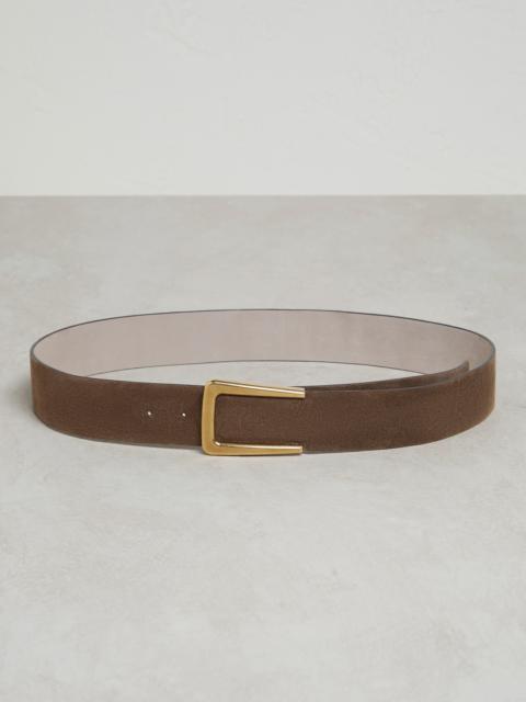 Calfskin suede belt