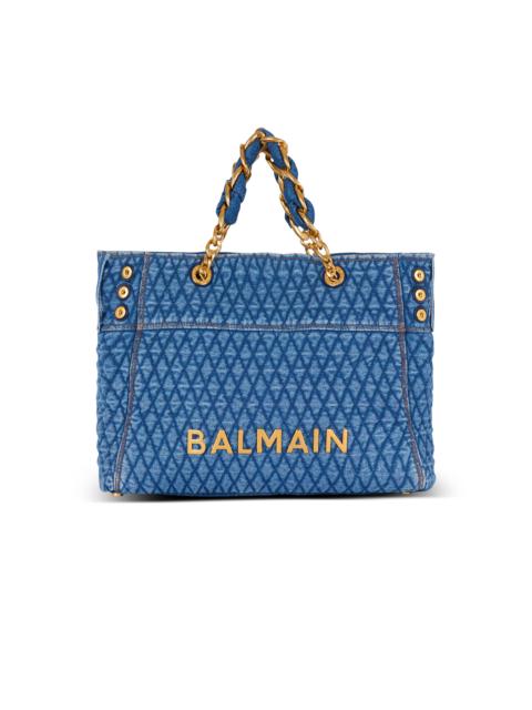 Balmain 1945 Soft tote bag in diamond-quilted denim