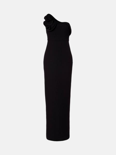 ROLAND MOURET Floral asymmetric corset gown