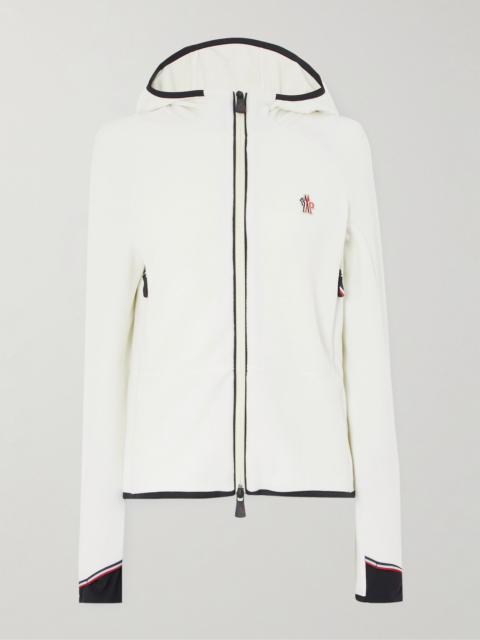 Moncler Grenoble Appliquéd hooded fleece jacket White