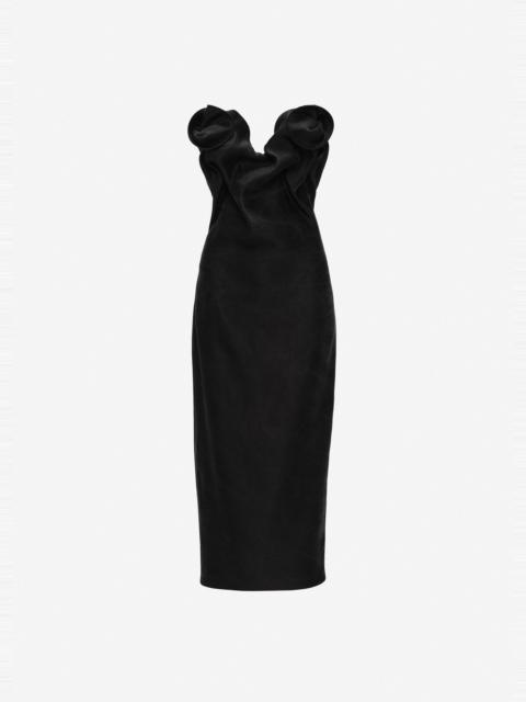 MAGDA BUTRYM Rose draped corset midi dress in black