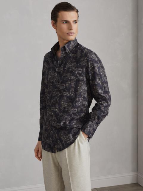 Paisley basic fit shirt with button-down collar