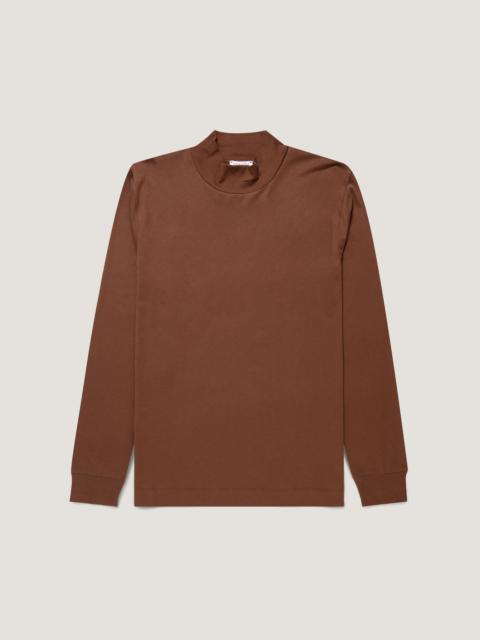 Sunspel Long Sleeve Brushed Cotton Mock Neck T‑shirt