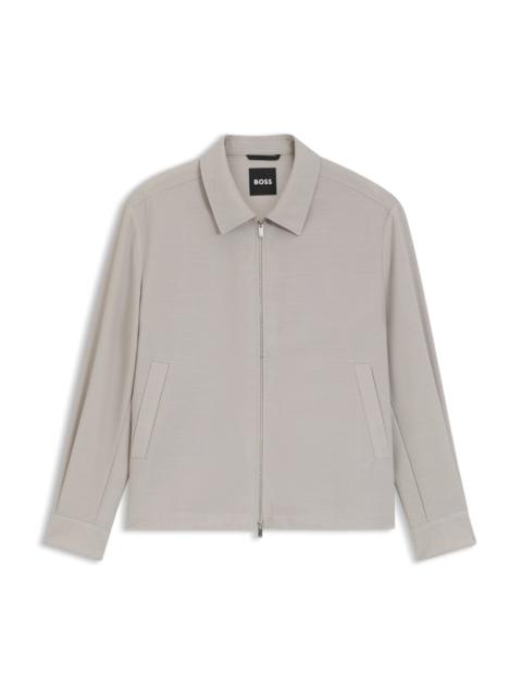 BOSS RELAXED-FIT ZIP-UP JACKET IN PATTERNED VIRGIN WOOL