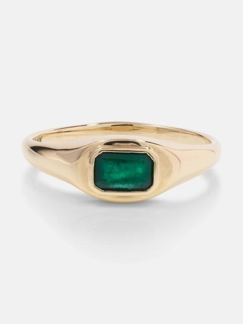 STONE AND STRAND Green With Envy 14kt gold ring with emeralds