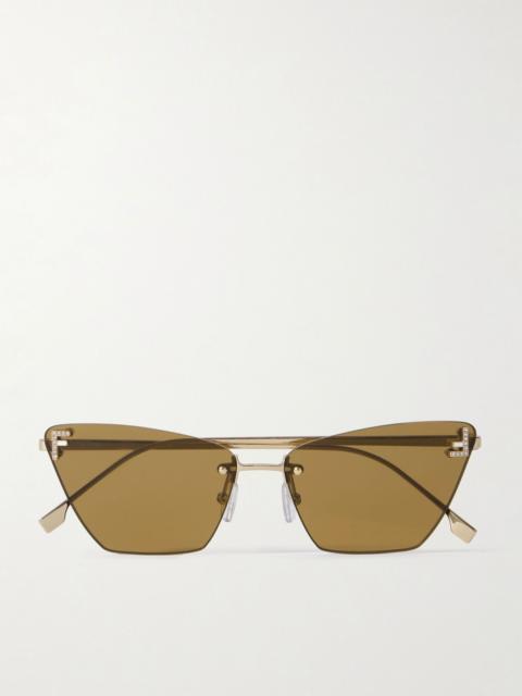 FENDI Rimless cat-eye crystal-embellished rose gold-tone sunglasses Rose gold