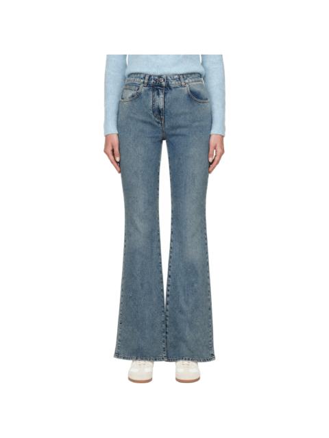 Balmain Blue Bootcut Faded Denim Jeans