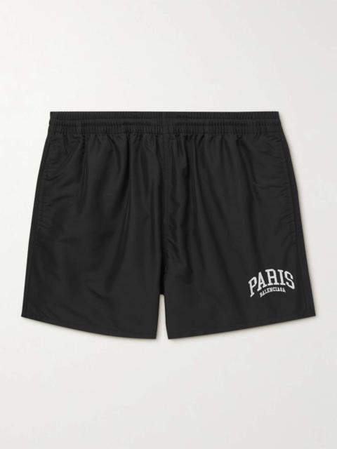 BALENCIAGA Paris Straight-Leg Short-Length Logo-Embroidered Swim Shorts