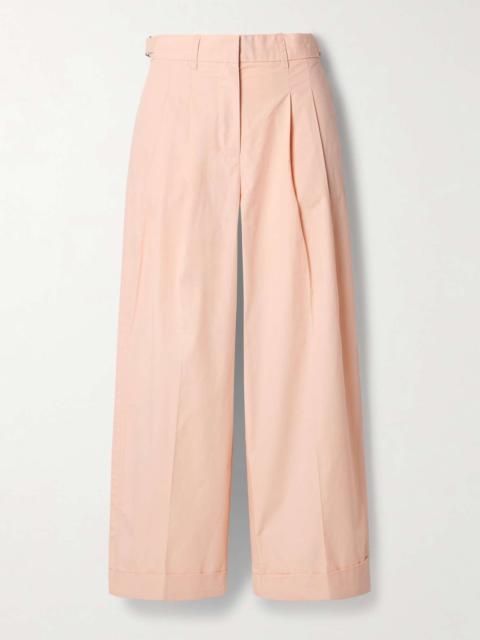 Proenza Schouler Kyle cropped pleated cotton-poplin wide-leg pants Pastel pink