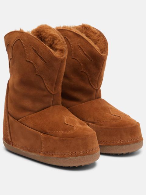 INUIKII Cowboy embroidered suede snow boots