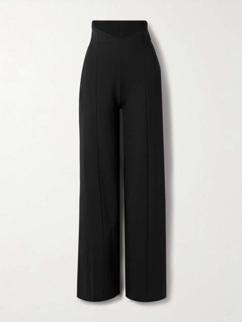 CAROLINA HERRERA Wool-blend crepe wide-leg pants Black