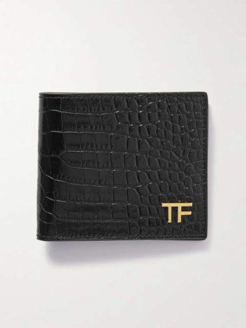 Croc-Effect Leather Bifold Wallet