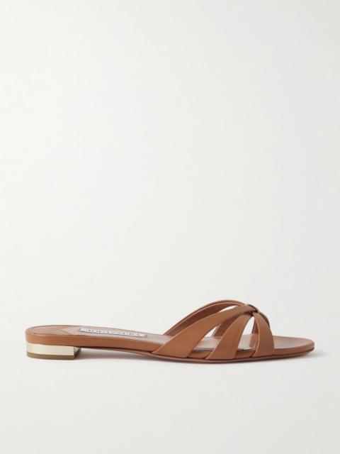 AQUAZZURA Tati leather slides Tan