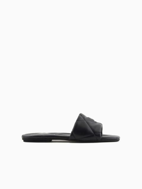 EMPORIO ARMANI Quilted nappa-leather effect sandals with eagle